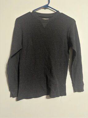 Kids Black Waffle Knit Crew Sweater